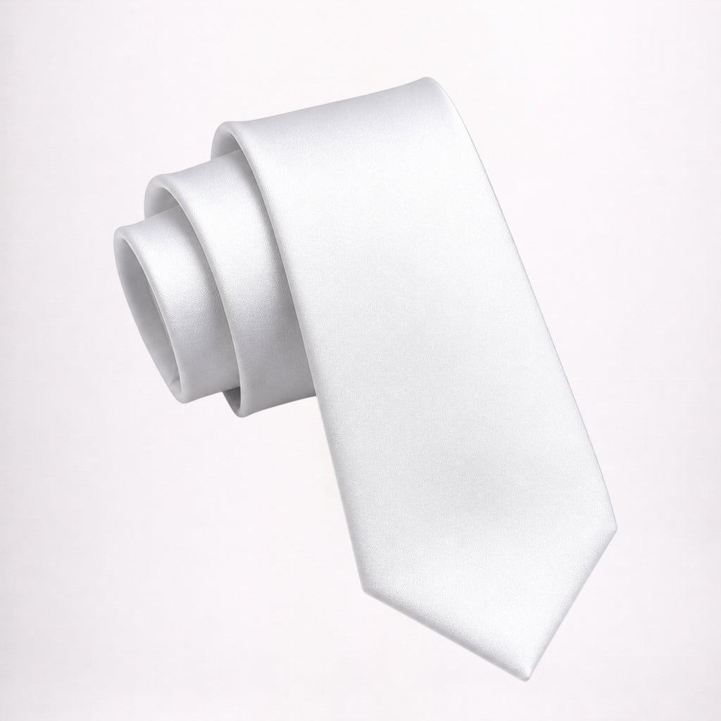 White Solid Color Men’s Tie