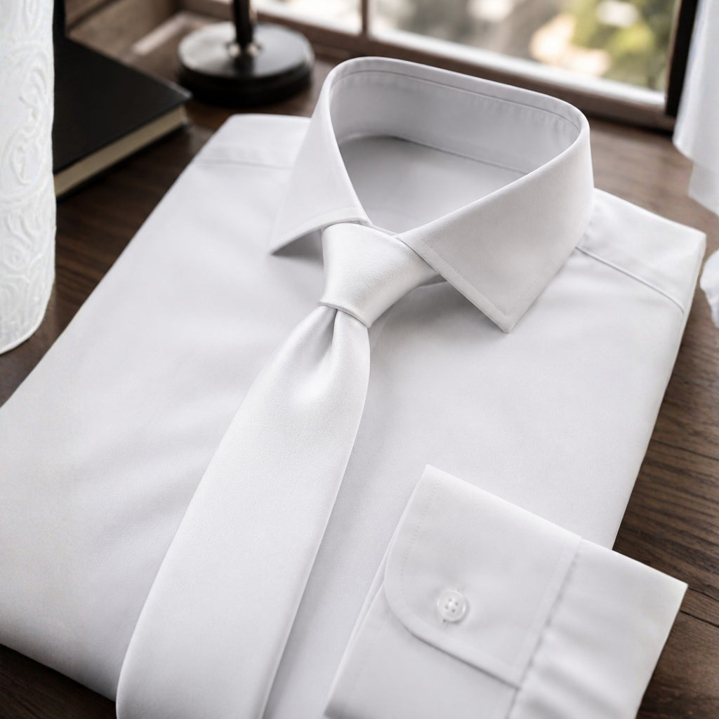 White Solid Color Men’s Tie