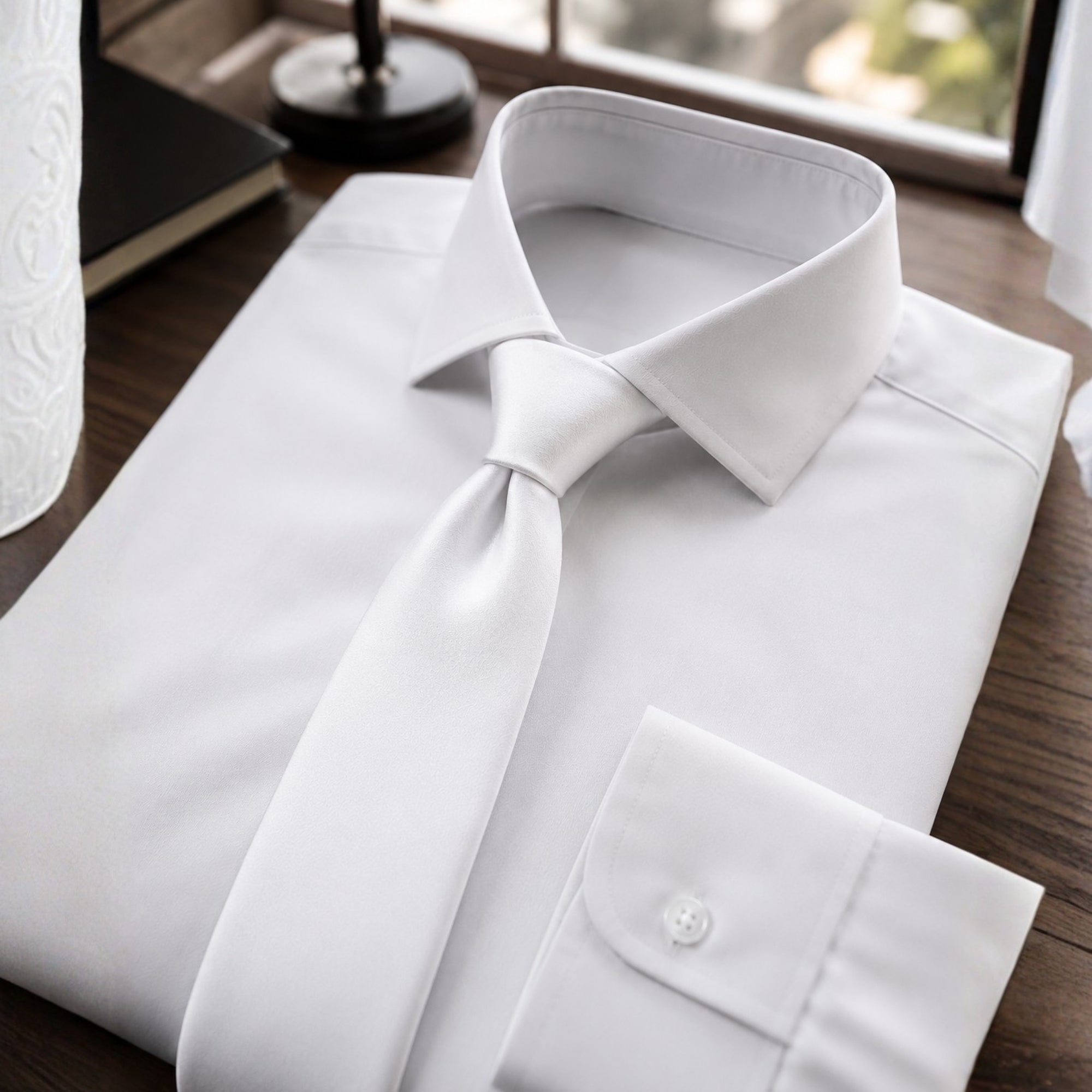 White Solid Color Men’s Tie