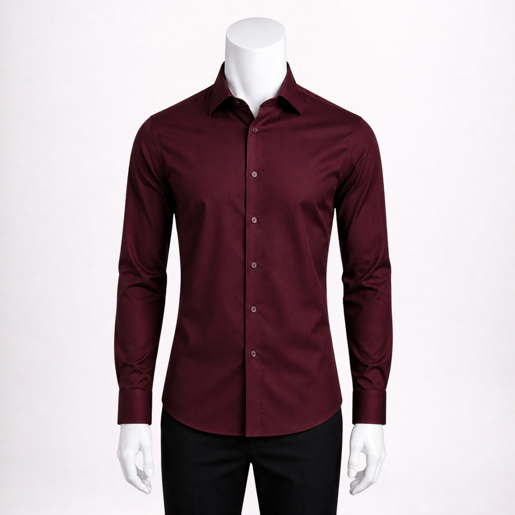 Men’s Formal Burgundy Cotton Shirt