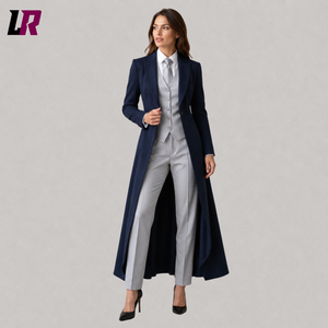 Navy Blue Women's Tailcoat Suit | Victorian Regency Formal Pantsuit