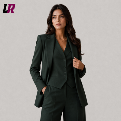 Forest Green Women's Suit Set | Custom Formal Blazer, Vest & Pantsuit
