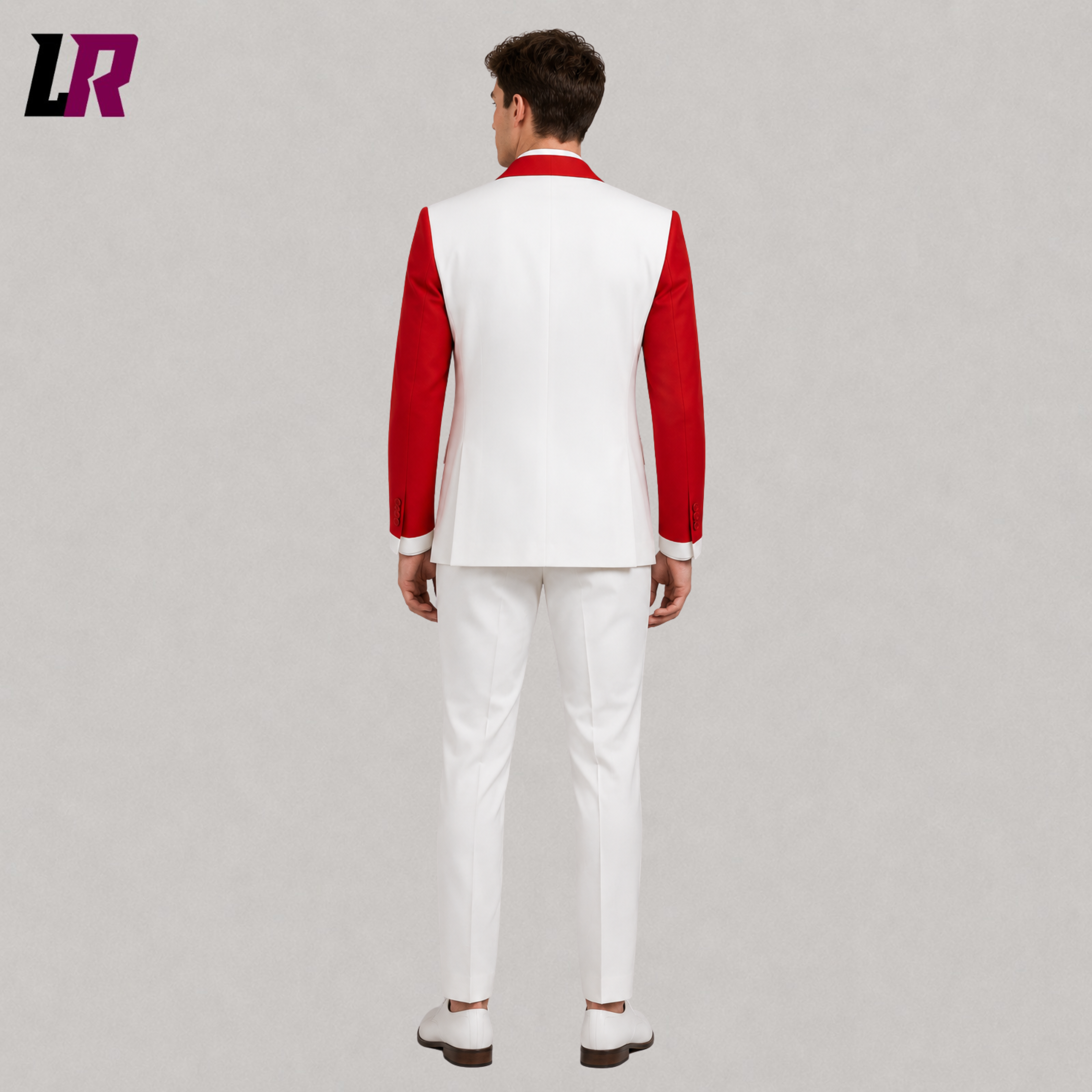 Back view of Canada Flag blazer and pants showcasing the full Canadian flag design