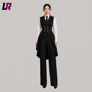 Women's Black Pinstripe Tailcoat Suit | Victorian Gothic Executive Outfit