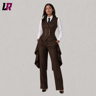 Women's Brown Victorian Steampunk Suit | Gothic Tailcoat Vest Outfit