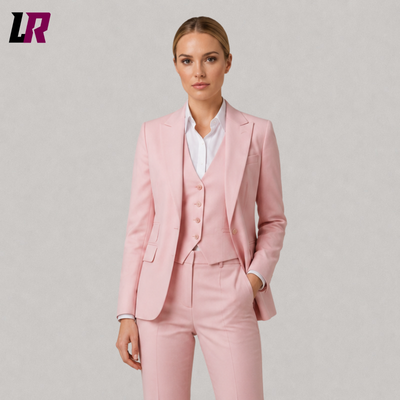 Women's Pink Suit Set | Elegant Tailored 3 Piece Formal Suit
