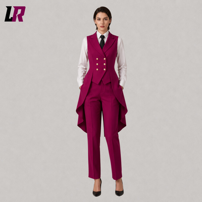 Women's Fuchsia Tailcoat Suit | Victorian Designer Formal Pantsuit