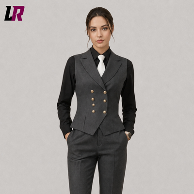 Women’s Grey Formal Suit with Vest | Elegant Office Wear Business Pants Suit