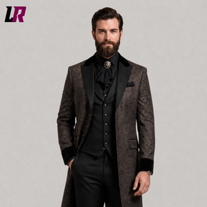 Men's Black & Gold Victorian Tailcoat Suit | 3 Piece Wedding Tuxedo