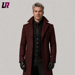 Men's Burgundy Victorian Gothic Overcoat | Regency Aristocrat Tailcoat