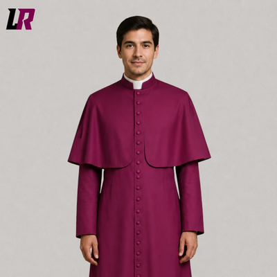 Purple Catholic Bishop Cassock with Pellegrina | Custom Clergy Robe