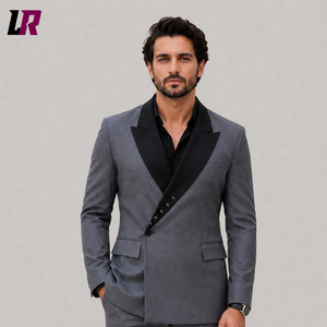 Men's Gray Double Breasted 3 Piece Suit | Peak Lapel Wedding Groom Suit