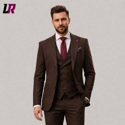 Handmade Brown 3 Piece Suit | Custom Bespoke Groom Wedding Suit