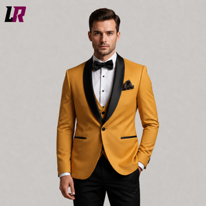 Mustard Gold Tuxedo for Men | Luxury 3 Piece Groom Wedding Suit