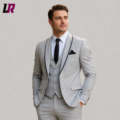 Grey Groom Tuxedo for Men | 3 Piece Light Grey Wedding Suit