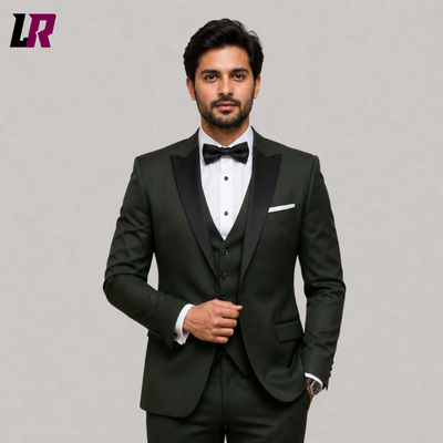 Dark Green Tuxedo for Men | Custom 3 Piece Groom Wedding Suit