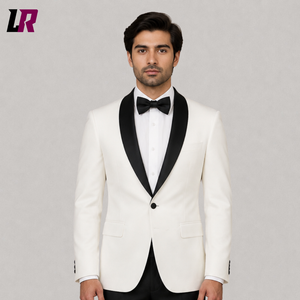 White Tuxedo for Men | Black Shawl Lapel Groom Wedding Suit