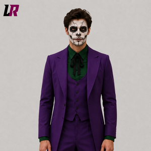 Men's Purple Joker Halloween Tailcoat Suit | Gothic Victorian Wedding Coat