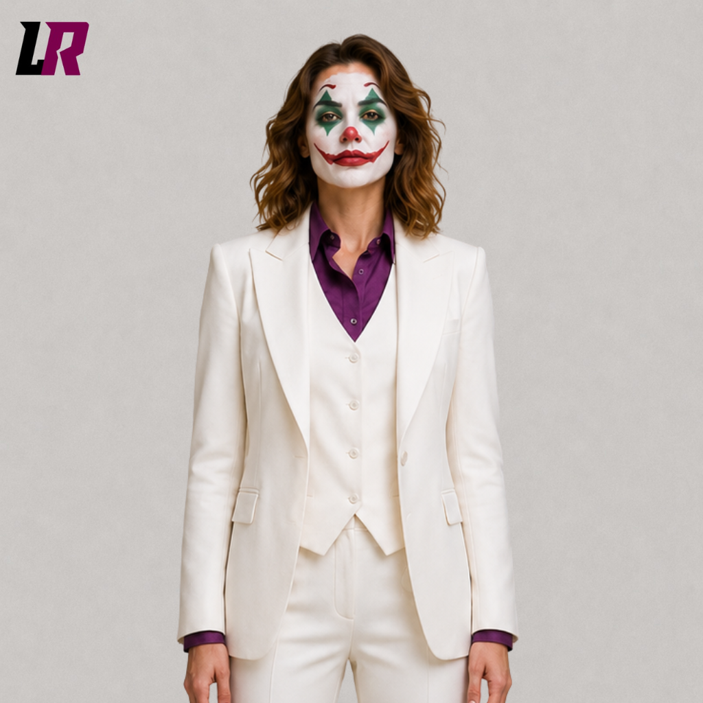 Close-up of a women's white 3-piece suit featuring elegant tailoring and premium formal fabric