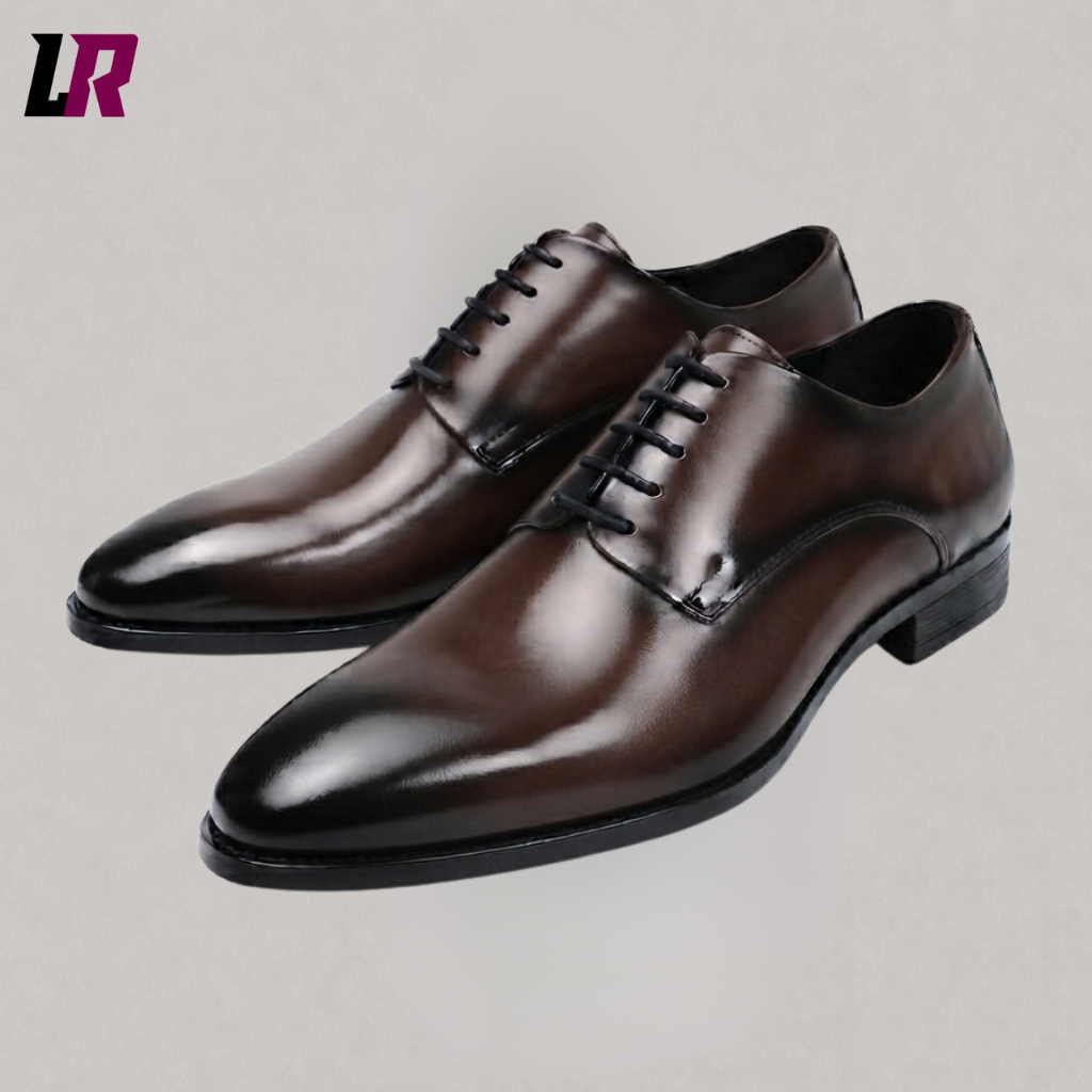 Classic Black Leather Derby Formal Shoes for Men
