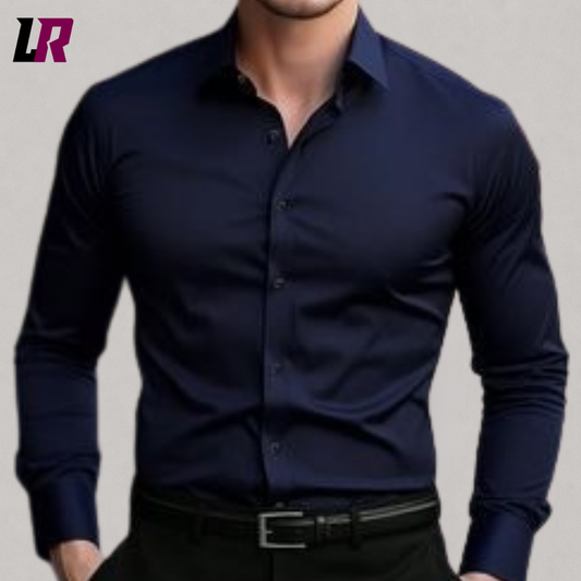 Men's Quilted Dress Shirt | Plain Formal Button-Up Shirt