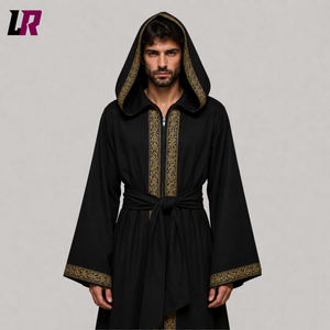 Black Hooded Cloak | Gothic Medieval Wizard Robe | Renaissance Fantasy Cape