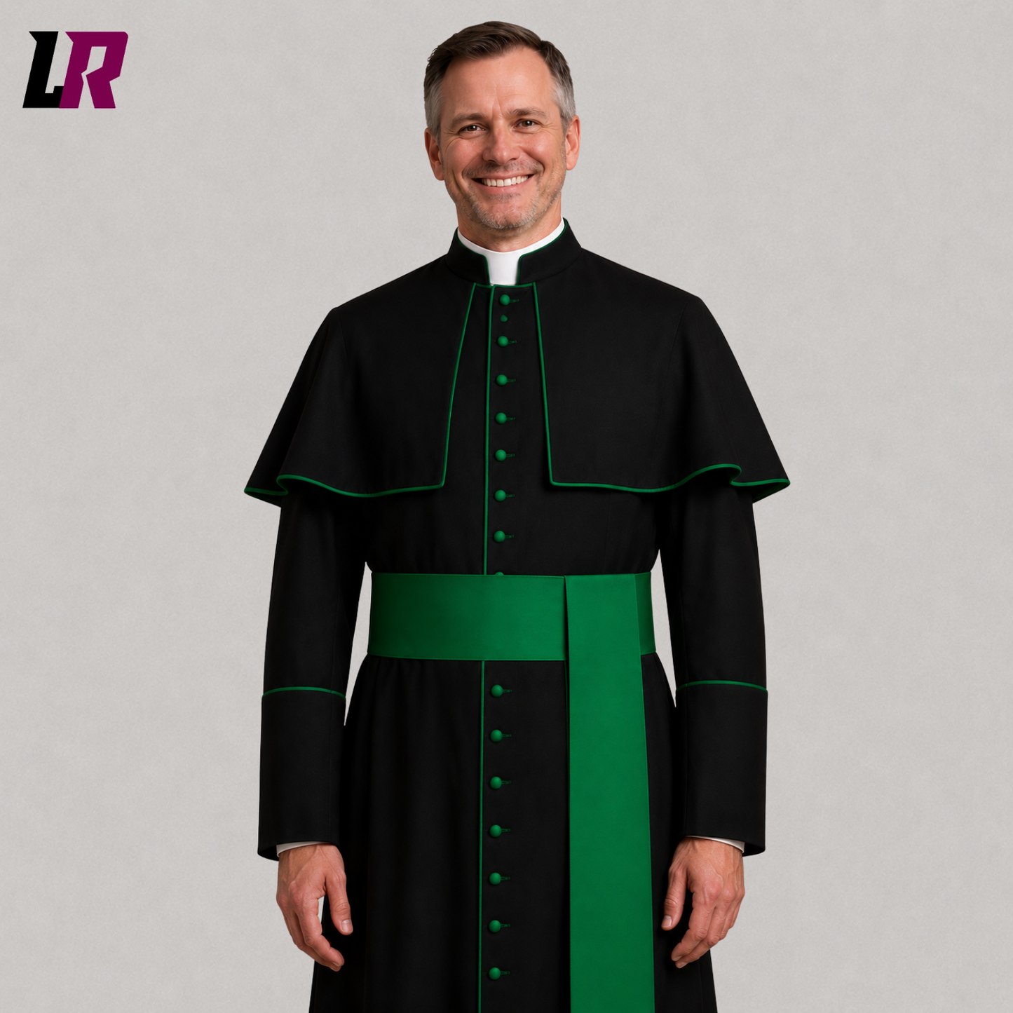 Traditional Catholic Cassock with Green Piping