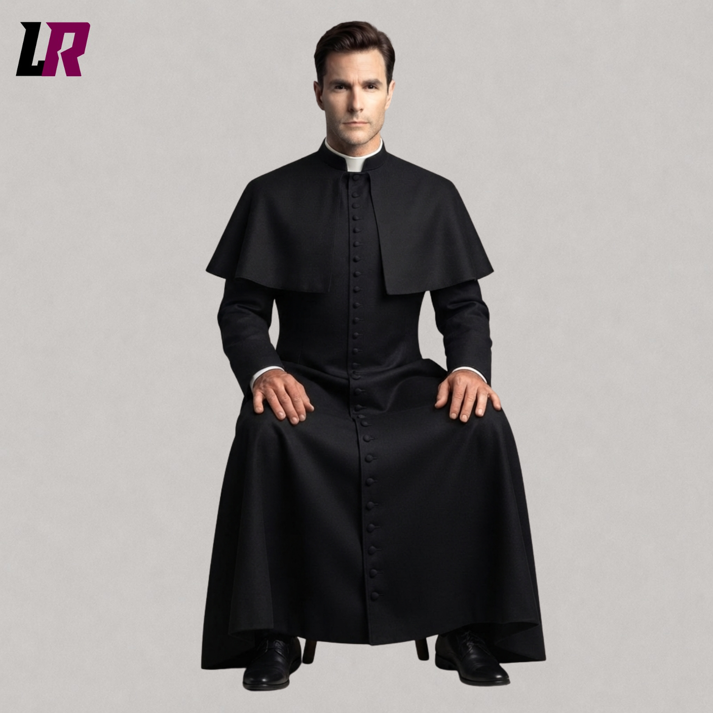 Black Clergy Cassock with Cape