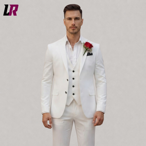 White Wedding Suit for Men | 3 Piece Slim Fit Groom Tuxedo | Custom Tailored Formal Suit