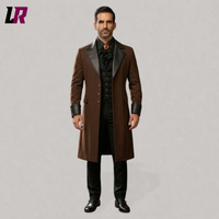 Brown Victorian Gothic Tailcoat for Men with Black Lapels | Steampunk Aristocrat Long Coat