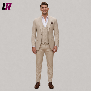 Beige 3 Piece Suit for Men | Cream Wedding Groom Suit | Custom Tailored Formal Set